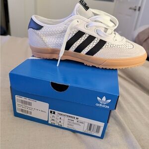 Adidas White and Black Sneakers with Tan Sole